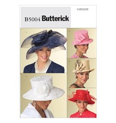 5004 BUTTERICK 5 LINED FLOWERY FANCY BRIM HATS PATTERN S-L